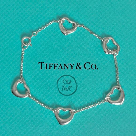 Tiffany Elsa Peretti Five Station Open Heart Bracelet - Silver - 7” - Picture 13 of 13